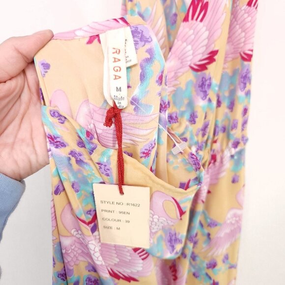 Raga By Anthropology Maxi Dress Size Medium Tiered Open Back Floral Boho - Picture 13 of 15